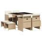 Preview: 9-tlg. Garten-Essgruppe mit Kissen Beige Poly Rattan