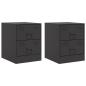 Preview: Nachttische 2 Stk. Schwarz 34,5x39x44 cm Stahl