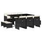 Preview: 11-tlg. Garten-Essgruppe mit Kissen Schwarz Poly Rattan