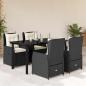 Preview: ARDEBO.de - 5-tlg. Garten-Essgruppe mit Kissen Schwarz Poly Rattan