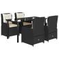 Preview: 5-tlg. Garten-Essgruppe mit Kissen Schwarz Poly Rattan
