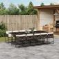 Preview: ARDEBO.de - 11-tlg. Garten-Essgruppe mit Kissen Braun Poly Rattan
