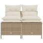 Preview: 4-tlg. Garten-Sofagarnitur mit Kissen Beige Poly Rattan