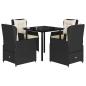 Preview: 5-tlg. Garten-Essgruppe mit Kissen Schwarz Poly Rattan