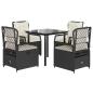 Preview: 5-tlg. Garten-Essgruppe mit Kissen Schwarz Poly Rattan