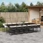 Preview: ARDEBO.de - 13-tlg. Garten-Essgruppe mit Kissen Schwarz Poly Rattan
