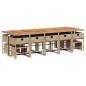 Preview: 15-tlg. Garten-Essgruppe mit Kissen Beige Poly Rattan