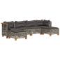Preview: 6-tlg. Garten-Sofagarnitur mit Kissen Grau Poly Rattan