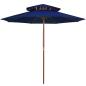 Preview: ARDEBO.de - Sonnenschirm mit Doppeldach und Holz-Mast Blau 270 cm
