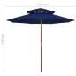 Preview: Sonnenschirm mit Doppeldach und Holz-Mast Blau 270 cm