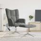 Preview: ARDEBO.de - Relaxsessel mit Hocker Dunkelgrau Samt