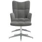 Preview: Relaxsessel mit Hocker Dunkelgrau Samt