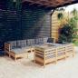 Preview: ARDEBO.de - 10-tlg. Garten-Lounge-Set mit Grauen Kissen Kiefer Massivholz