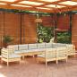 Preview: ARDEBO.de - 10-tlg. Garten-Lounge-Set mit Creme Kissen Massivholz Kiefer