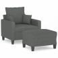 Preview: Sessel mit Hocker Dunkelgrau 60 cm Stoff