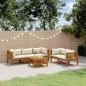 Preview: ARDEBO.de - 6-tlg. Garten-Lounge-Set mit Creme Kissen Massivholz Akazie