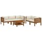 Preview: 6-tlg. Garten-Lounge-Set mit Creme Kissen Massivholz Akazie