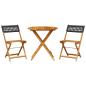 Preview: 3-tlg. Bistro-Set Schwarz Poly Rattan und Massivholz
