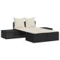 Preview: Doppel-Sonnenliege mit Kissen Schwarz Poly Rattan