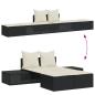Preview: Doppel-Sonnenliege mit Kissen Schwarz Poly Rattan