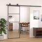 Preview: ARDEBO.de - Schiebetür Aluminium und ESG Glas 76x205 cm Schwarz