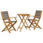 Preview: 3-tlg. Bistro-Set Grau Polypropylen und Massivholz