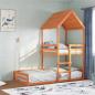 Preview: ARDEBO.de - Etagenbett mit Dach Wachsbraun 80x200 cm Massivholz Kiefer
