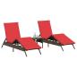 Preview: Sonnenliegen 2 Stk. mit Tisch Braun Poly Rattan