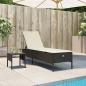 Preview: ARDEBO.de - Sonnenliege mit Tisch und Auflage Braun Poly Rattan