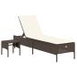Preview: Sonnenliege mit Tisch und Auflage Braun Poly Rattan