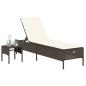 Preview: Sonnenliege mit Tisch und Auflage Braun Poly Rattan