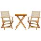 Preview: 3-tlg. Bistro-Set Beige Poly Rattan und Massivholz