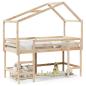 Preview: Hochbett mit Leiter und Dach 80x200 cm Massivholz Kiefer