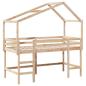 Preview: Hochbett mit Leiter und Dach 80x200 cm Massivholz Kiefer