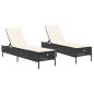 Preview: Sonnenliegen mit Auflagen 2 Stk. Schwarz Poly Rattan