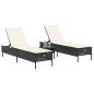 Preview: Sonnenliegen mit Auflagen 2 Stk. Schwarz Poly Rattan