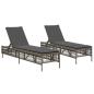 Preview: Sonnenliegen mit Auflagen 2 Stk. Grau Poly Rattan