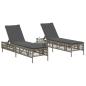 Preview: Sonnenliegen mit Auflagen 2 Stk. Grau Poly Rattan
