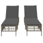 Preview: Sonnenliegen mit Auflagen 2 Stk. Grau Poly Rattan