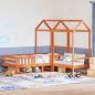 Preview: ARDEBO.de - Massivholzbett und Bank mit Dach Orange 90x190 cm Kiefernholz
