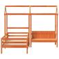 Preview: Massivholzbett und Bank mit Dach Orange 90x190 cm Kiefernholz