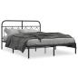 Preview: Bettgestell mit Kopfteil Metall Schwarz 135x190 cm