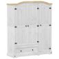 Preview: Kleiderschrank Corona Weiß 151,5x52x186 cm Massivholz Kiefer