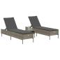 Preview: 3-tlg. Sonnenliegen-Set mit Auflage Grau Poly Rattan