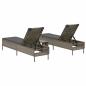 Preview: 3-tlg. Sonnenliegen-Set mit Auflage Grau Poly Rattan
