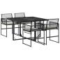 Preview: 5-tlg. Garten-Essgruppe mit Kissen Schwarz Poly Rattan