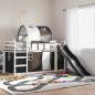 Preview: ARDEBO.de - Etagenbett mit Rutsche und Gardinen Weiß und Schwarz 90x200 cm