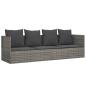 Preview: Outdoor-Loungebett mit Kissen Grau Poly Rattan