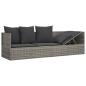 Preview: Outdoor-Loungebett mit Kissen Grau Poly Rattan