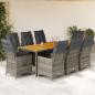 Preview: ARDEBO.de - 9-tlg. Garten-Bistro-Set mit Kissen Grau Poly Rattan
